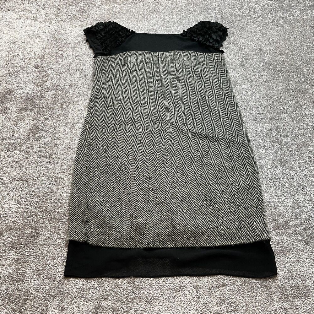 BCBGeneration Shift Dress Womens 10 Gray Cap Sleeve Midi Lined Zip Wool Soft